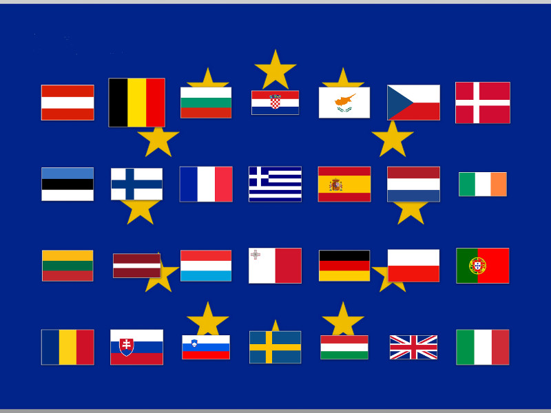 Kraje Unii Europejskiej Flagi Komplet flag państw Unii Europejskiej 90x150 cm. Sklep Internetowy