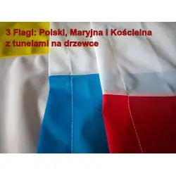 3 flagi 90x150 cm: Maryjna, Polski i Kościelna